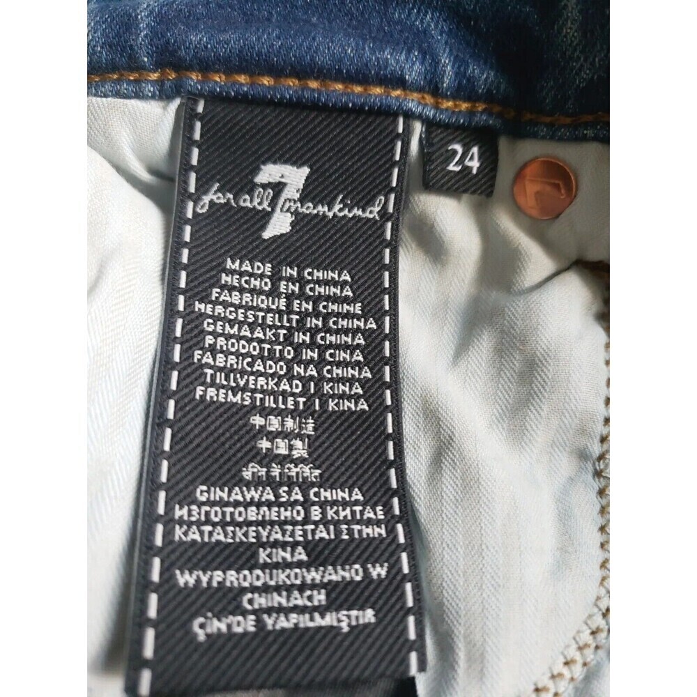 7 For All Mankind Cropped Jean Alexa Trouser Floral Embroided Wide Leg 24 New - Picture 8 of 9